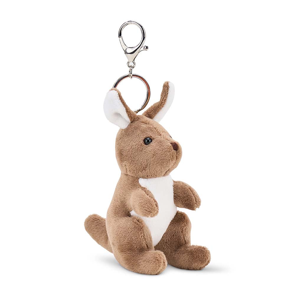 Plush kangaroo keychain on a white background