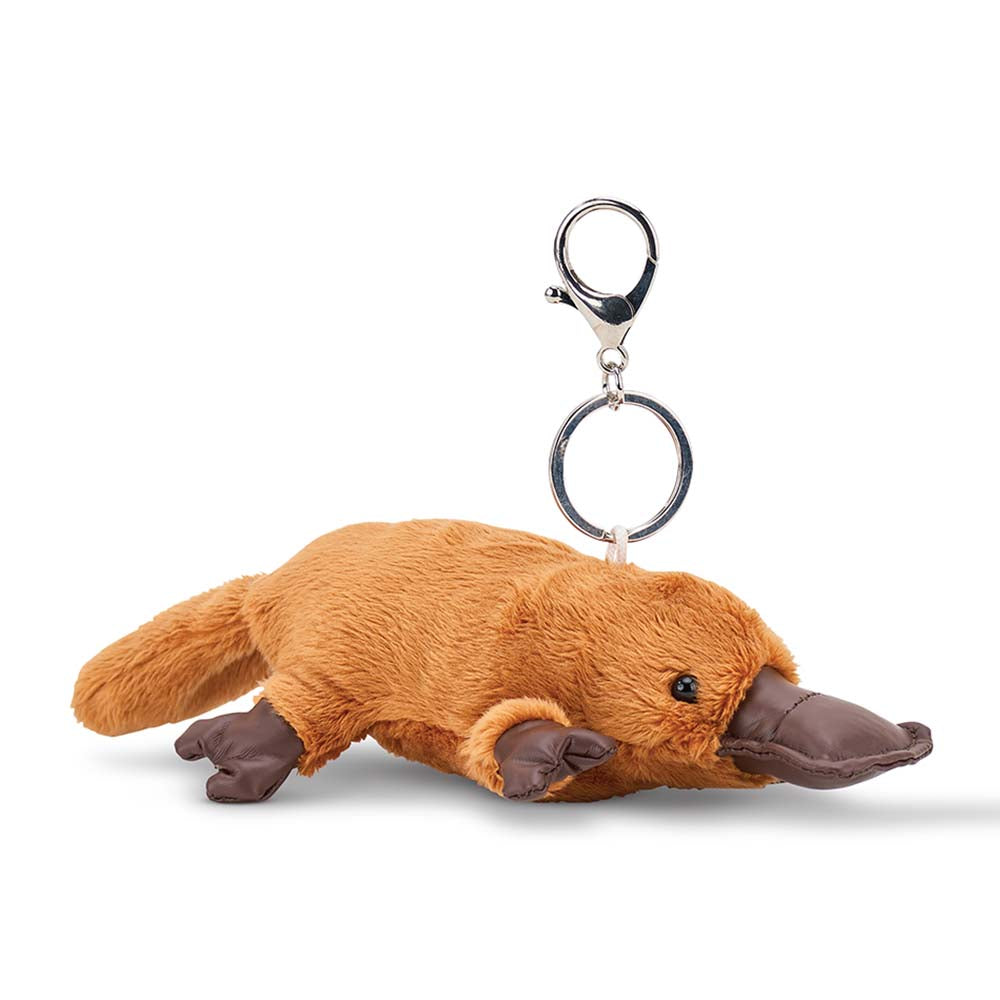 Plush platypus keychain on a white background