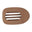 Brown plastic hair claw with a slotted design on a white background