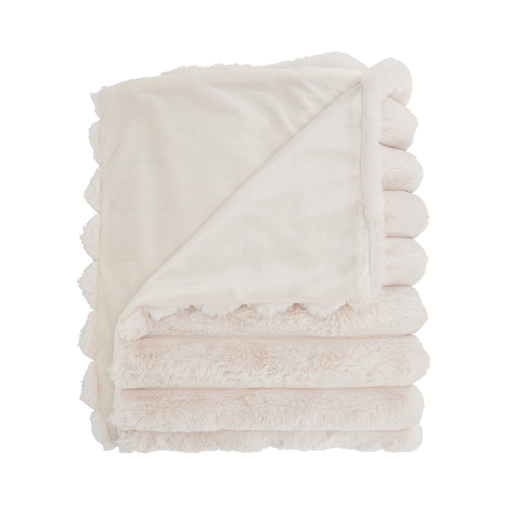 Annabel Trends Ribbed Faux Fur Throw - Cream