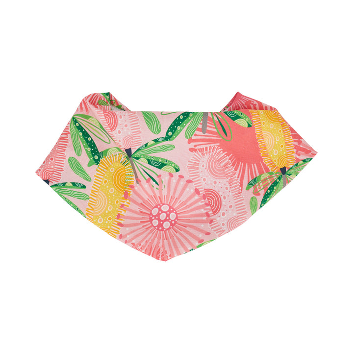 Pink Banksia cotton baby bib