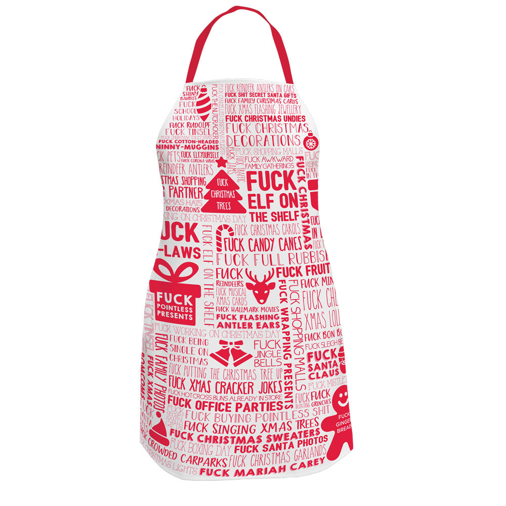 Screen Print Apron - F Word - Xmas Red