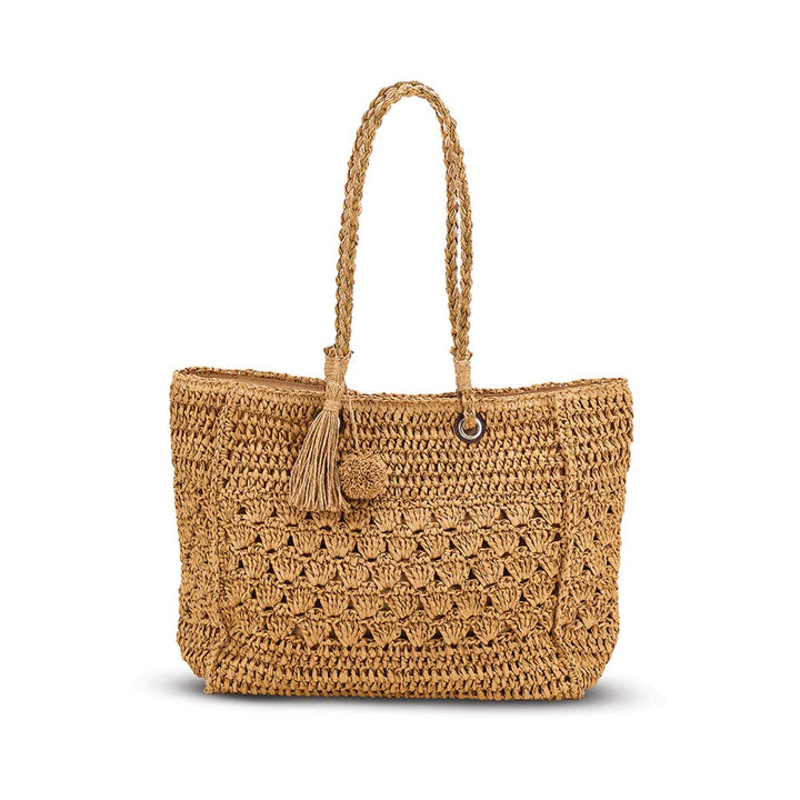 Crochet Tote with Poms