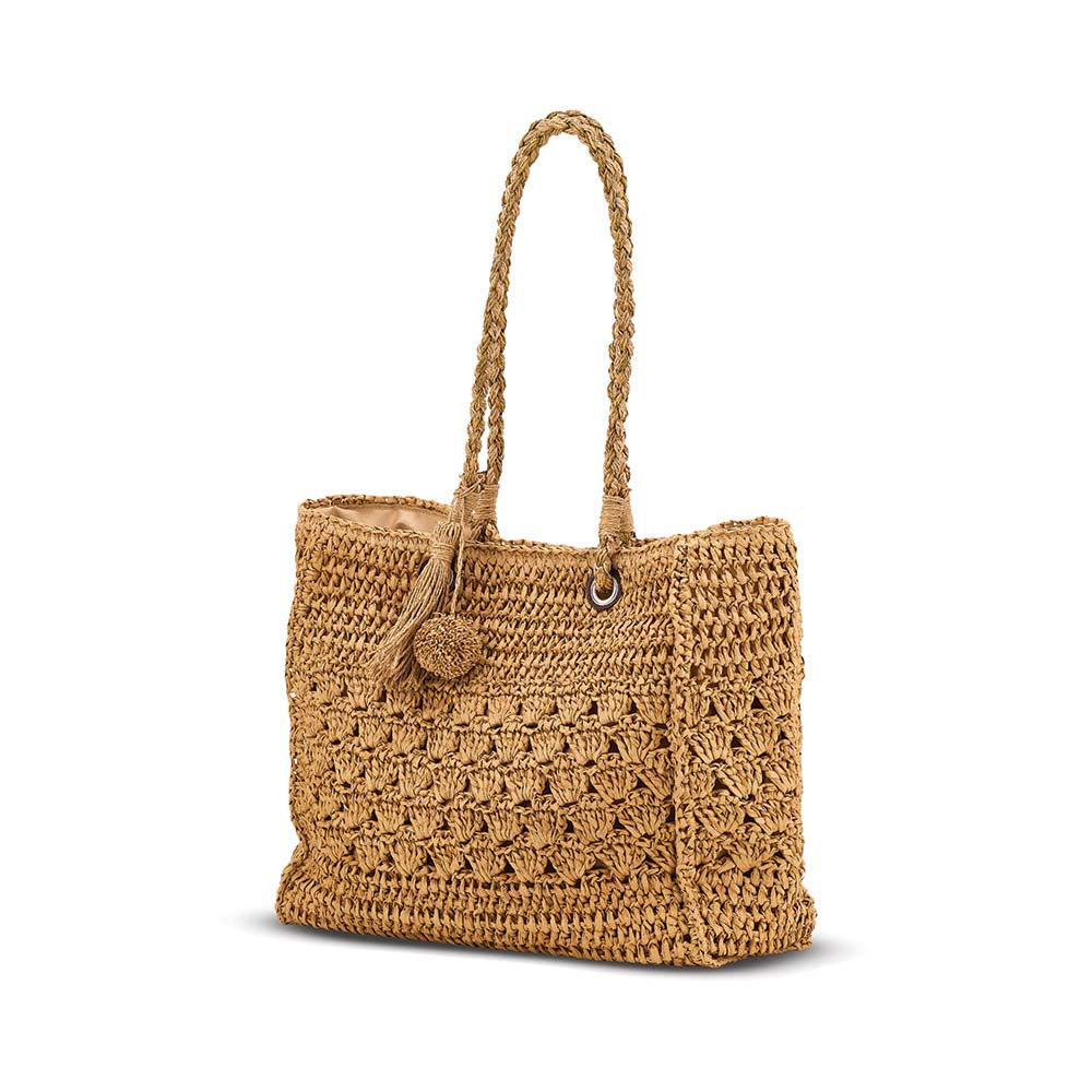 Crochet Tote with Poms