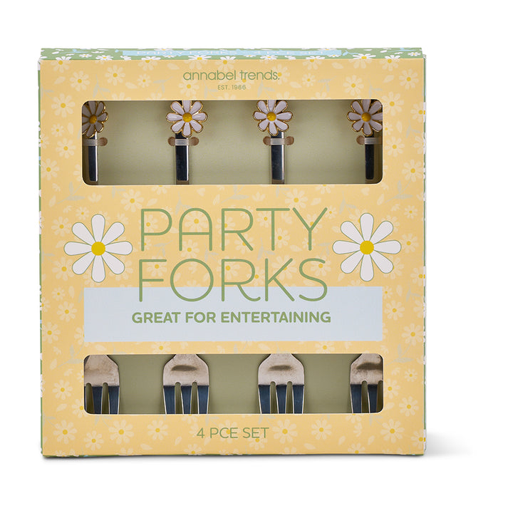 Packaging of 'Party Forks' with floral design on a white background