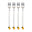 Four silver forks with lemon-shaped ends on a white background