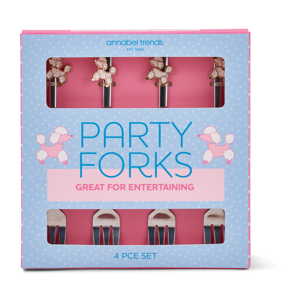 gift box with party forks with poodle details