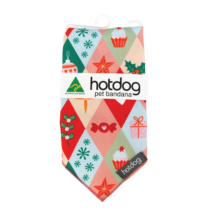 Hot Dog - Bandana - Cotton - Christmas Harlequin