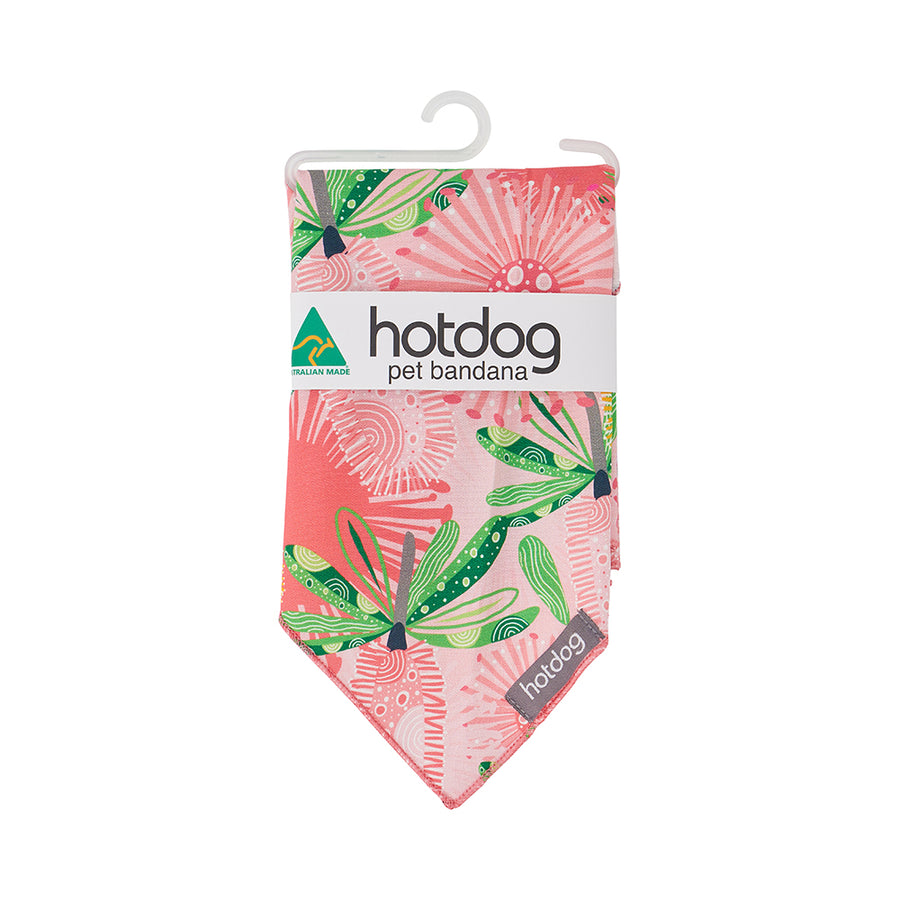Pink Banksia cotton Hot dog bandana