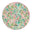Round picnic rug with a colorful tropical leaf pattern on a white background