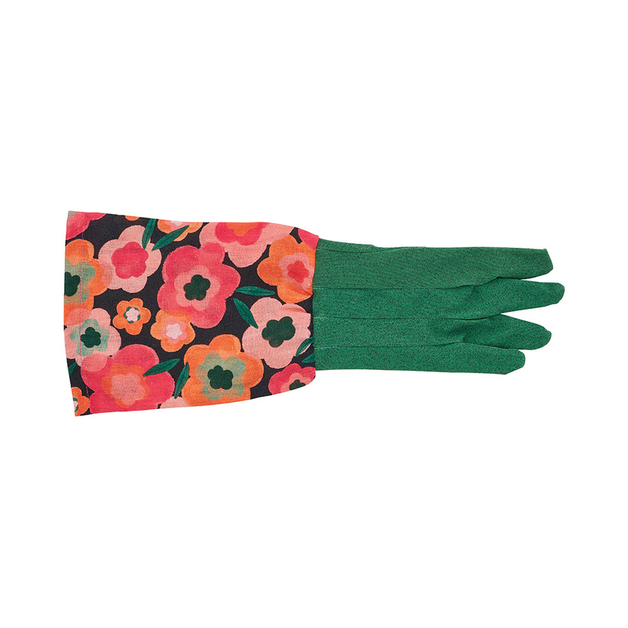 Midnight Blooms linen Long sleeve garden gloves