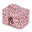 Floral-patterned storage box with a handle on a white background