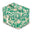 Green travel case with tropical pattern on a white background