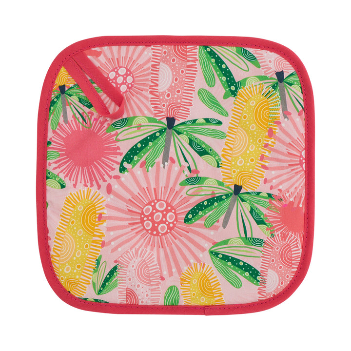 Pink Banksia cotton pot holder