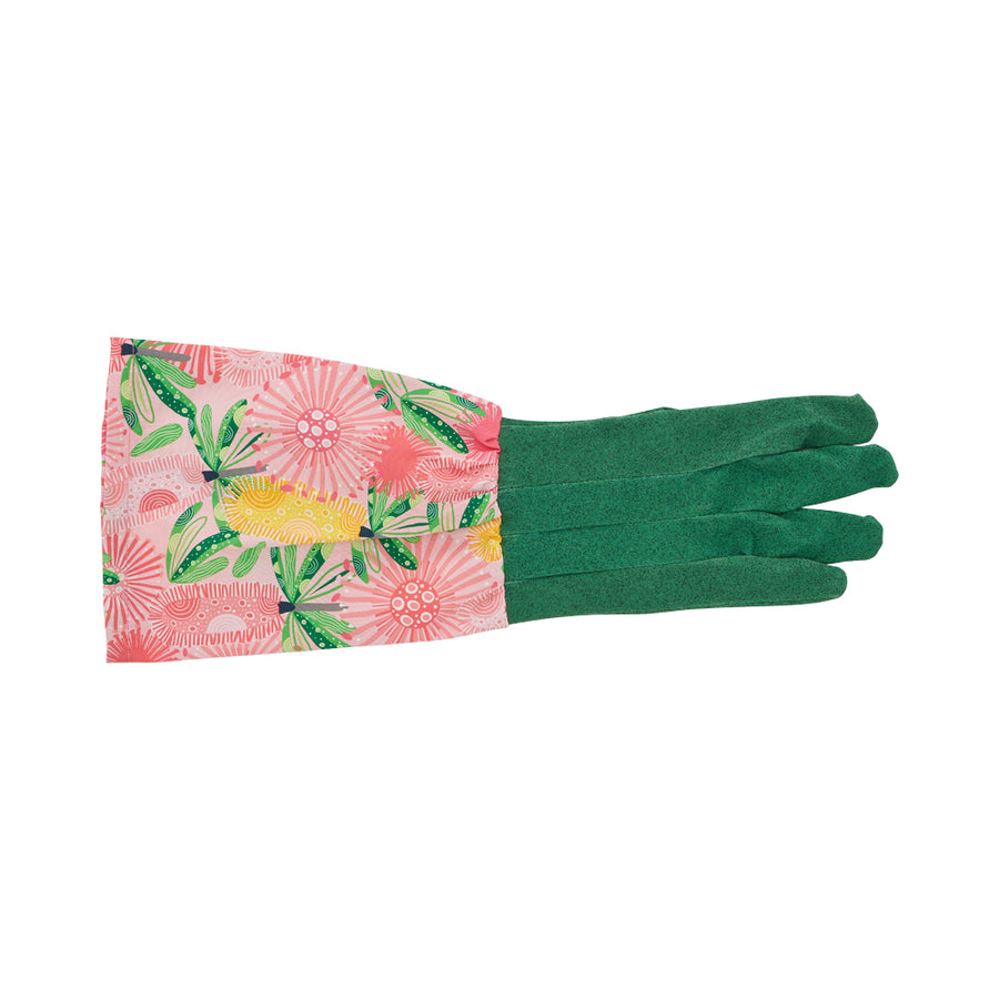 Pink Banksia cotton Long sleeve garden glove