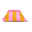 yellow and pink striped pouch on a white background