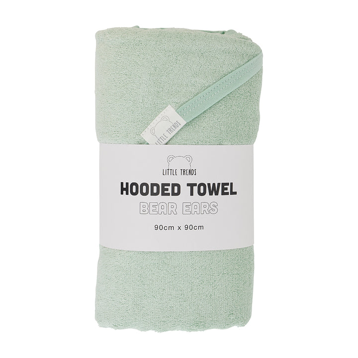 Hooded towel. Bear ears. Moss