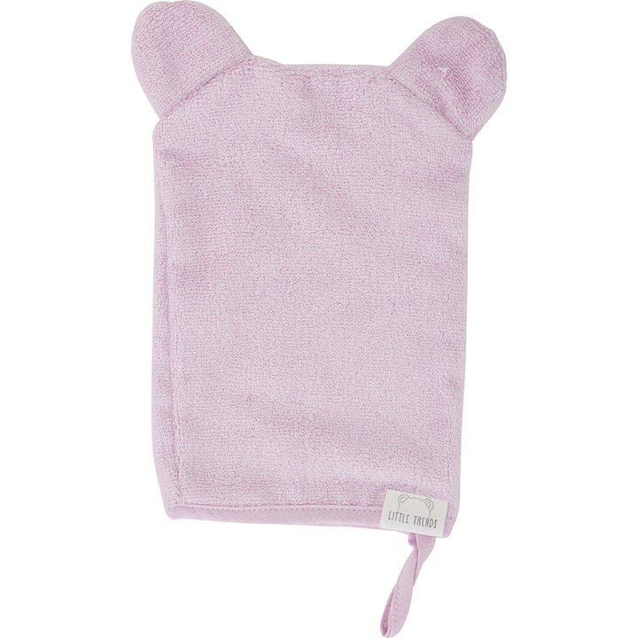 baby wash mitt. Bear ears. Lilac