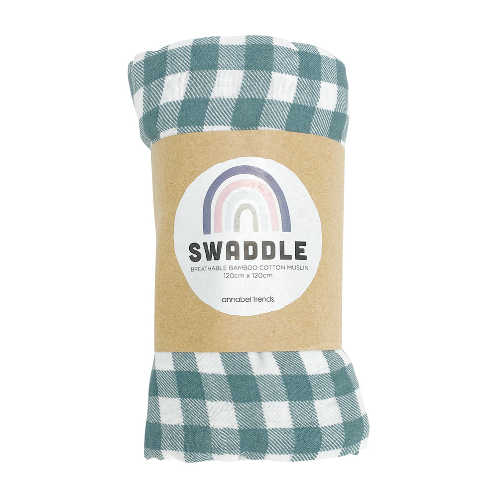 muslin swaddle gingham olive