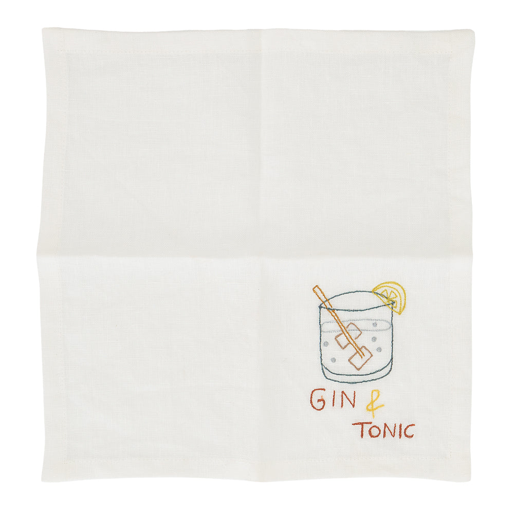 Gin and tonic cocktail napkin unfolded