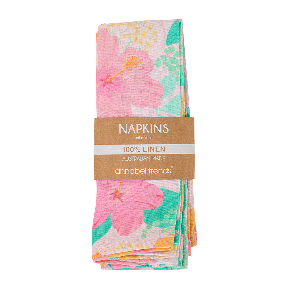 Napkin Set - Linen - Hibiscus