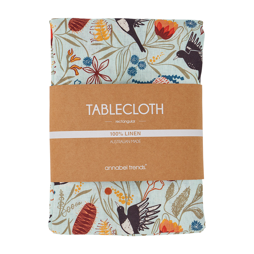 Tablecloth - Linen - Magpie Floral - Large 138cm x 300cm