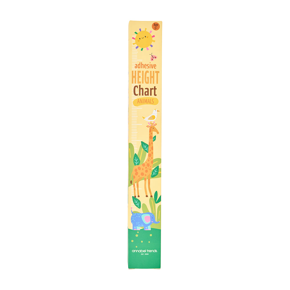 Adhesive height chart with animal illustrations on a white background