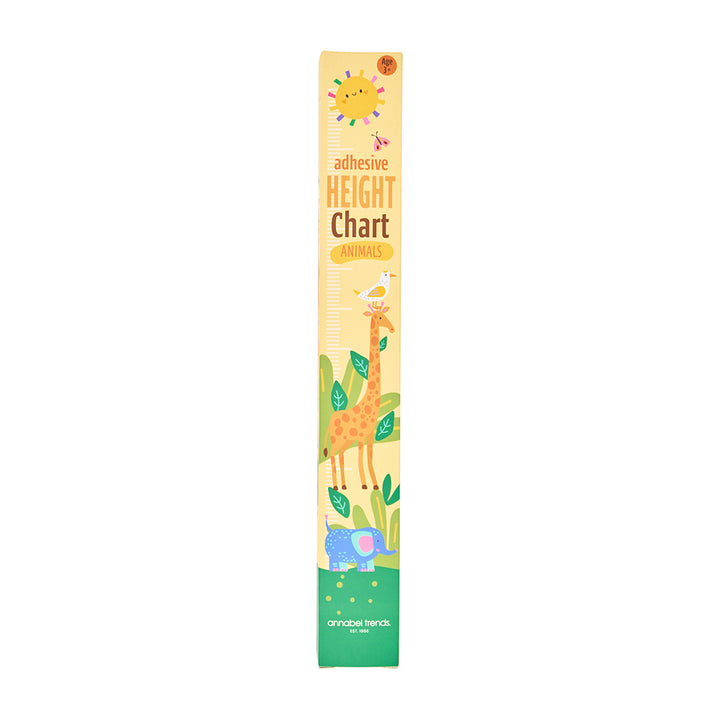 Adhesive height chart with animal illustrations on a white background