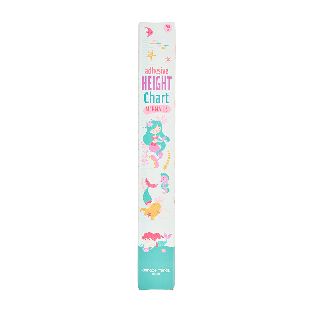 Mermaid-themed adhesive height chart on a white background