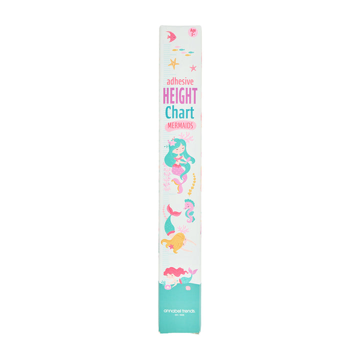 Mermaid-themed adhesive height chart on a white background