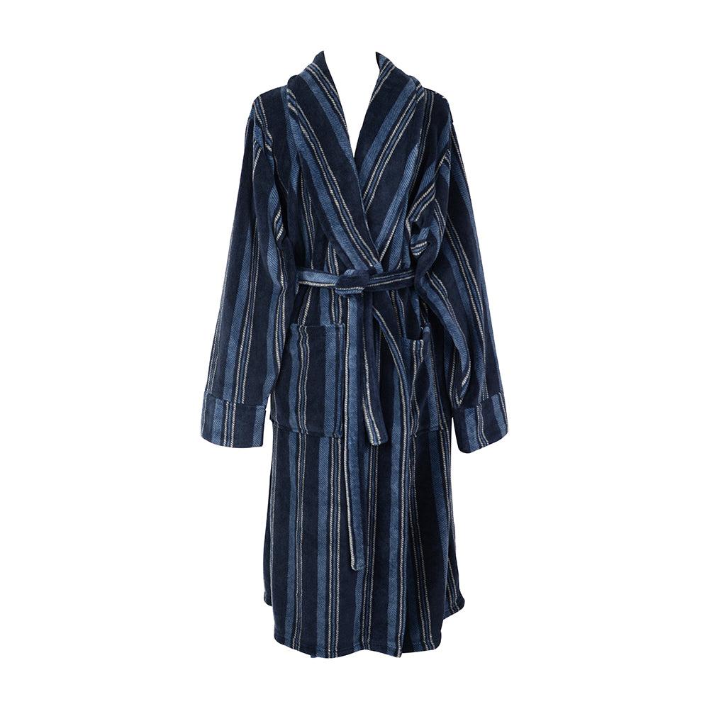 AT Mens - Bath Robe - Blue Stripe