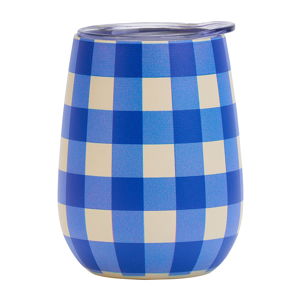 Wine Tumbler cobalt check