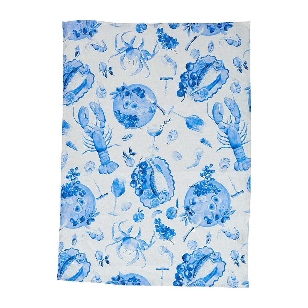 Tea Towel - Linen - Seafood Blue