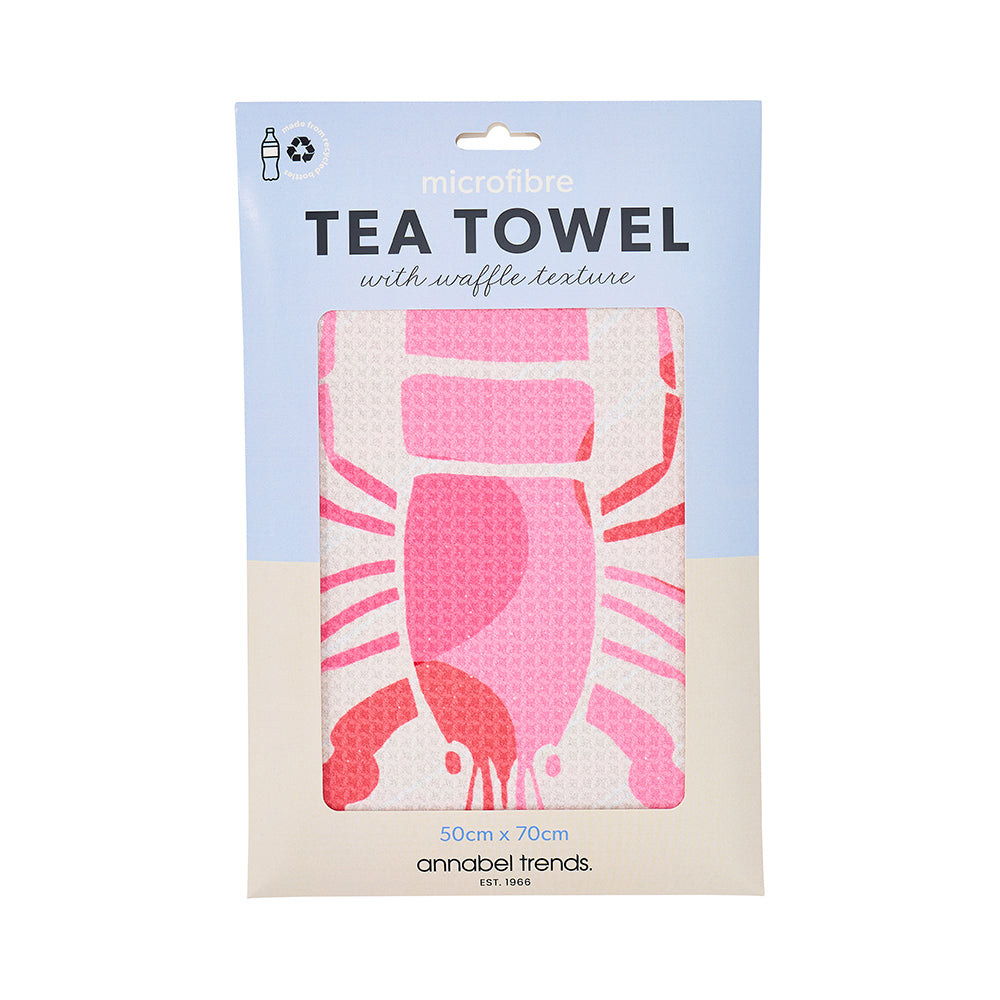 microfibre tea towel in packaging with lobster print