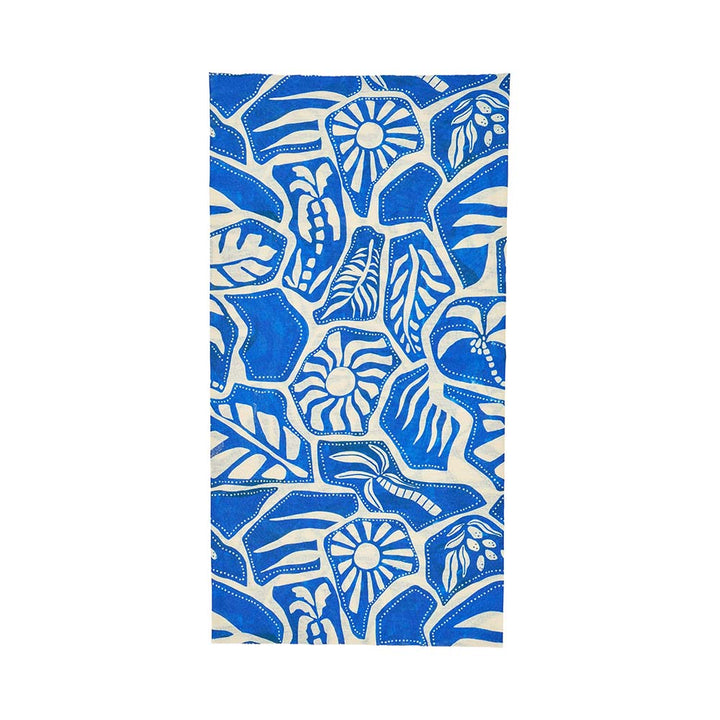Blue and white patterned wrap on a white background