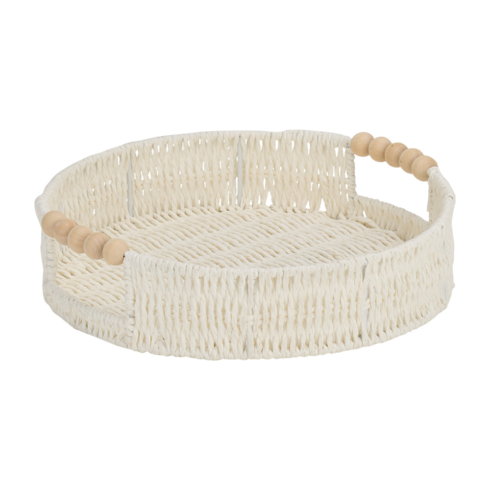 Papier Woven Round Tray - White