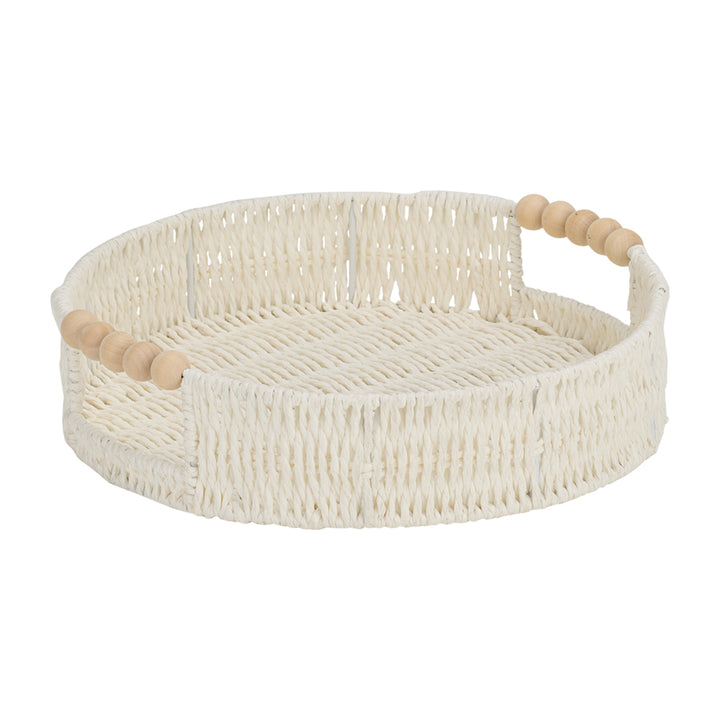 Papier Woven Round Tray - White