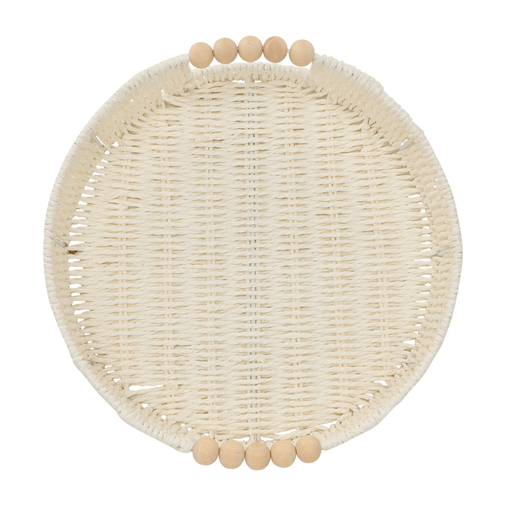 Papier Woven Round Tray - White