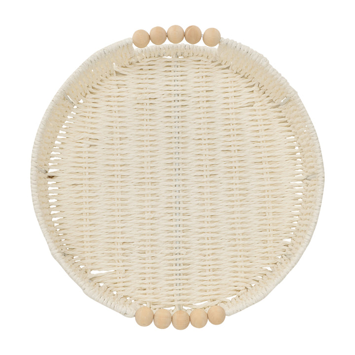 Papier Woven Round Tray - White