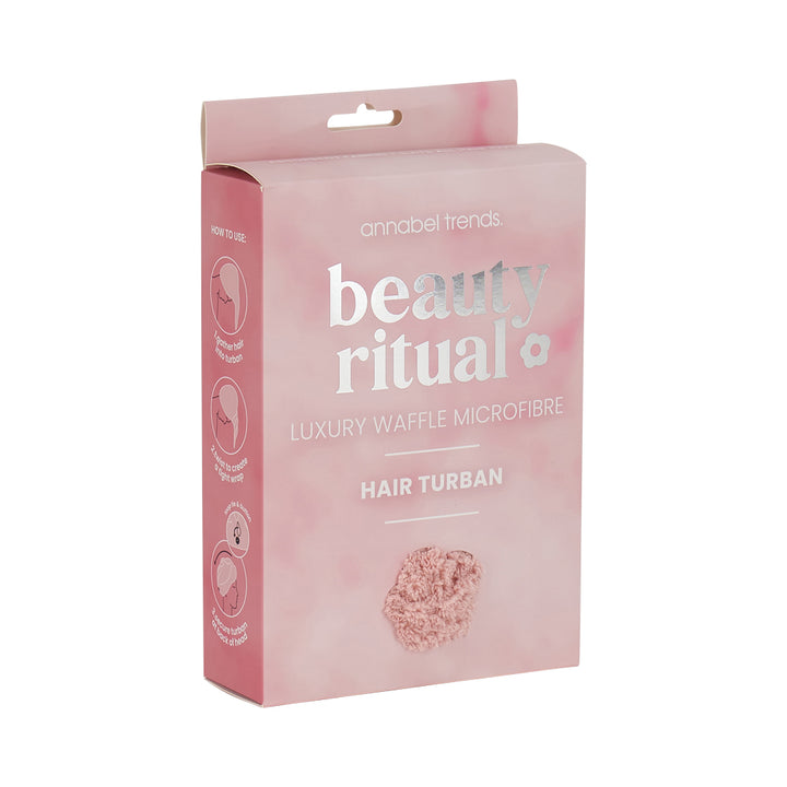 Beauty Ritual Waffle Hair turban Towel - dusty pink