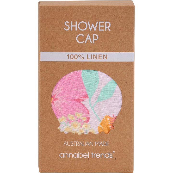 Shower Cap - Linen - Hibiscus