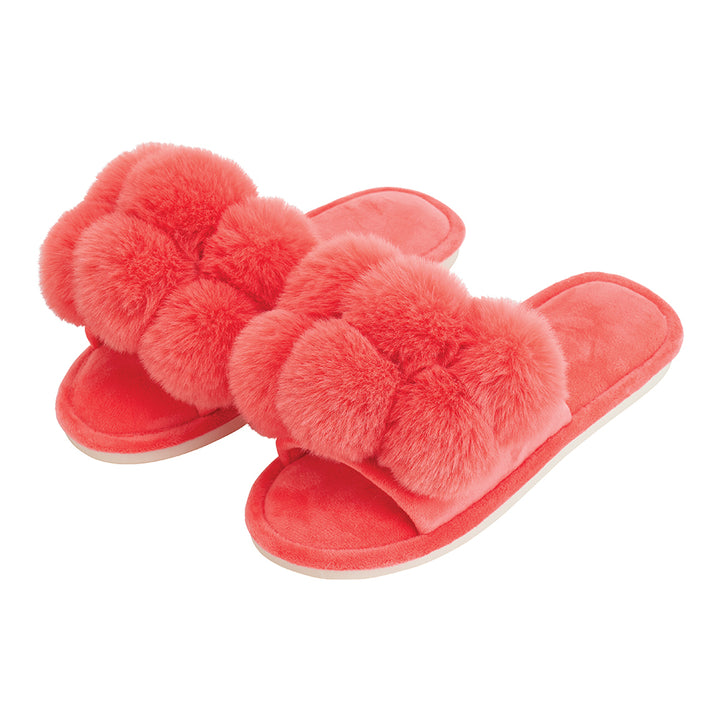 Pom Pom Slippers - Cosy Luxe - Melon