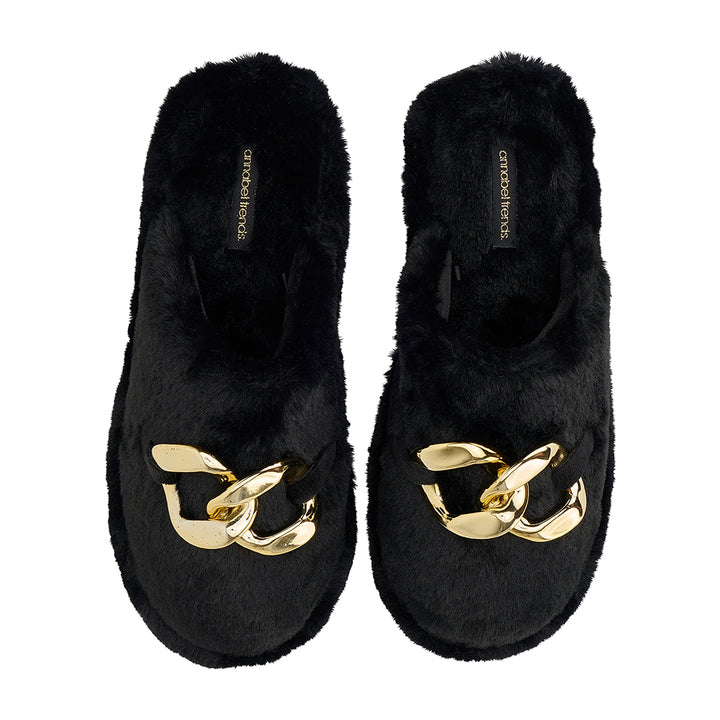 Black Luxe Mule Slippers