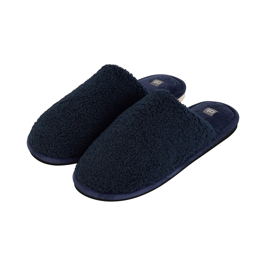 Mens sherpa lined slippers in Navy
