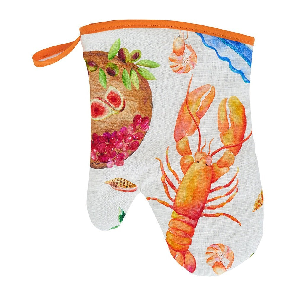 Oven Mitt - Single - Linen - Seafood Multi