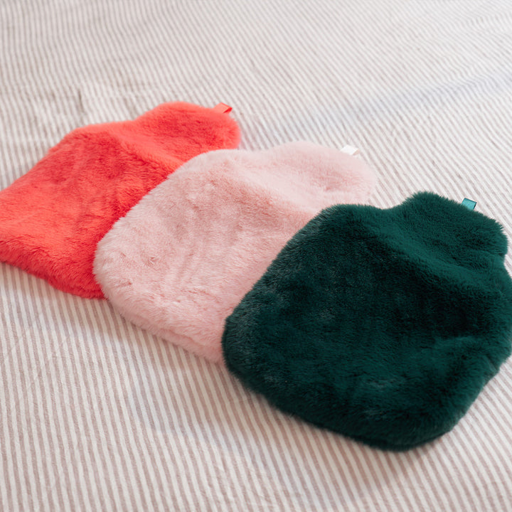 Cosy Luxe Hot water bottle covers - melon, pink quartz, emerald