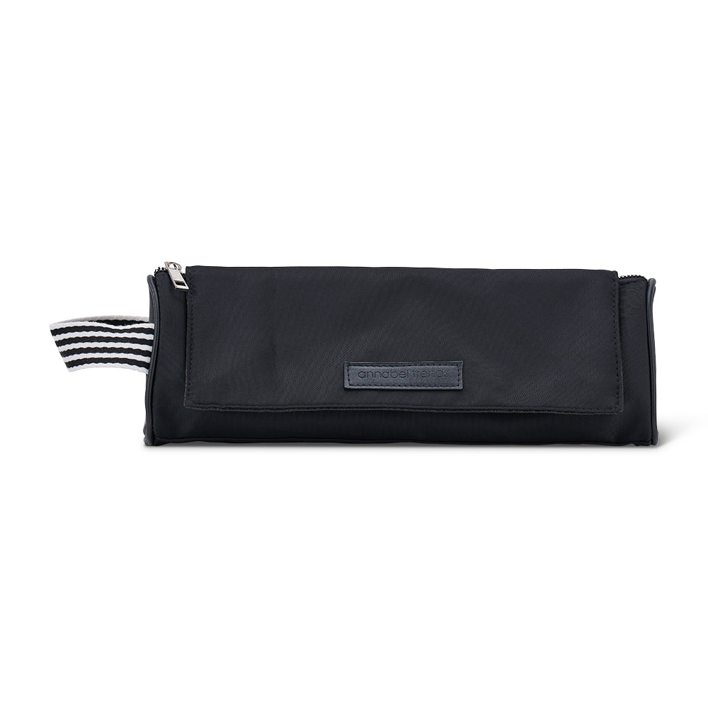 Black AT Hype Hair Tool bag with heat mat and black and white stripe handle