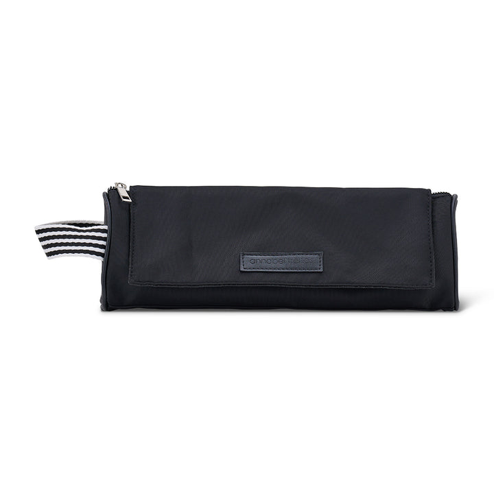 Black AT Hype Hair Tool bag with heat mat and black and white stripe handle