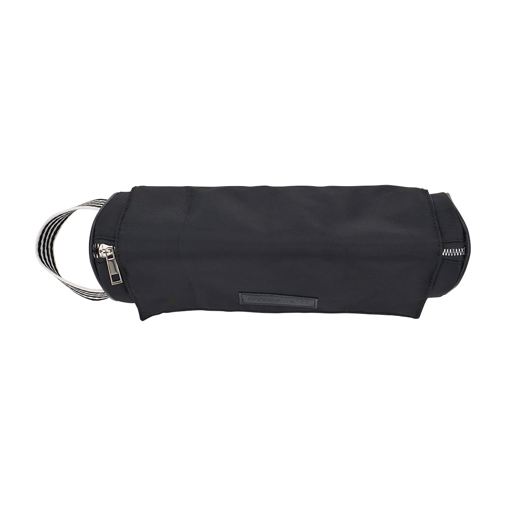 Black AT Hype Hair Tool bag with heat mat and black and white stripe handle
