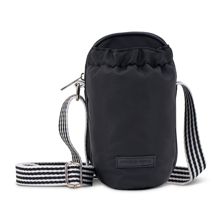Black AT Hype Water Phone Bottle bag with a striped strap on a white background